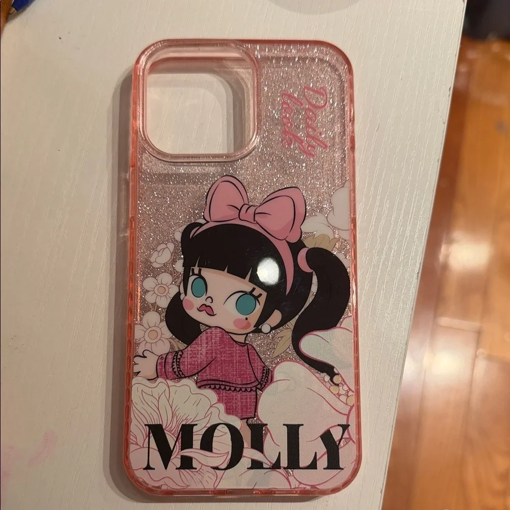 Molly Pink Glitter Phone Case 14 pro max
